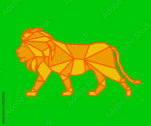 Lion. Lion Vector. Lion geometric design. Lion green background.