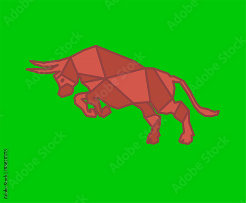 Bull. Bull Vector. Bull geometric design. Bull green background.