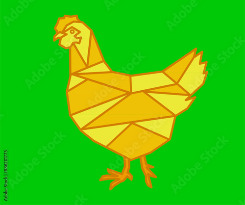 Chicken. Chicken Vector. Chicken geometric design. Chicken green background