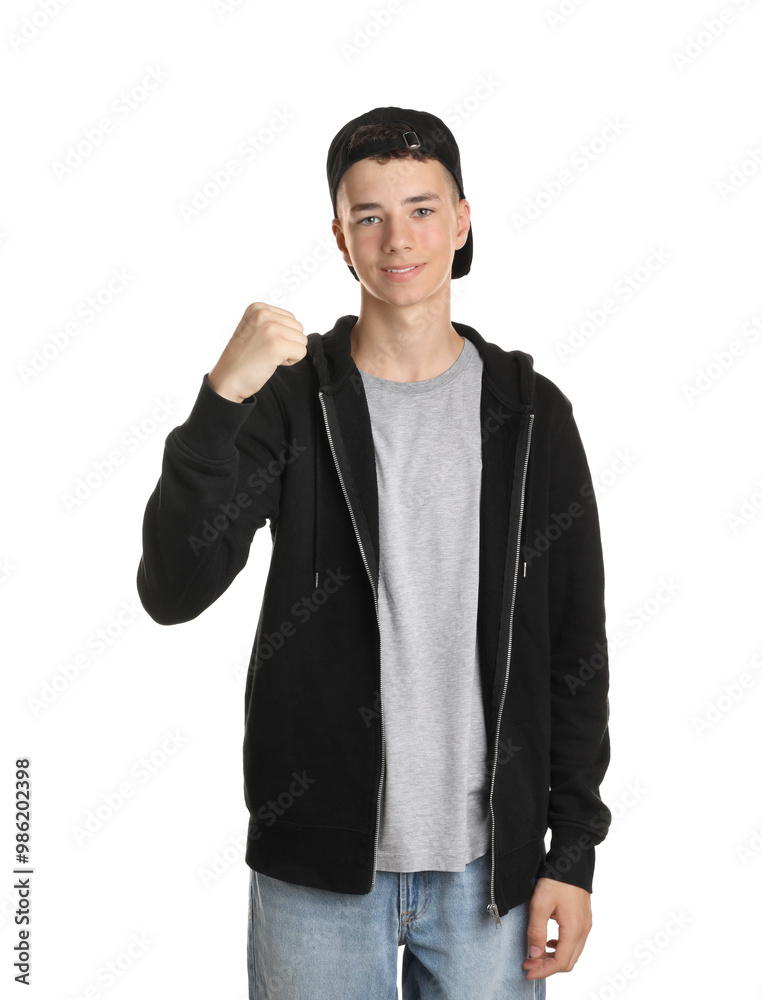 Portrait of teenage boy on white background Portrait of teenage boy on white background