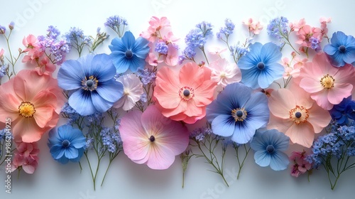 Wallpaper Mural A vibrant arrangement of colorful paper flowers on a light background. Torontodigital.ca