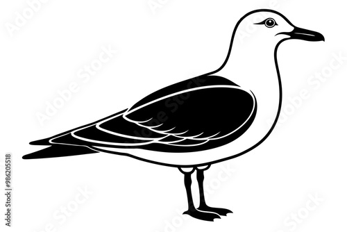 gull silhouette vector icon, gull animal