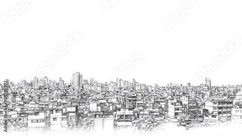 El Alto, Bolivia, black and white pen pencil hand-drawn effect drawing illustration for travel poster, card, wallpaper, backdrop or banner. Modern, clear, artistic and simple