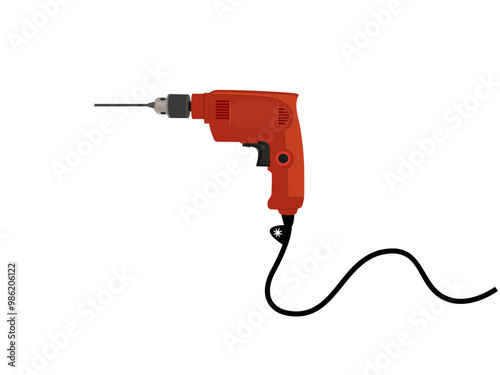 Electric drill on a white background.