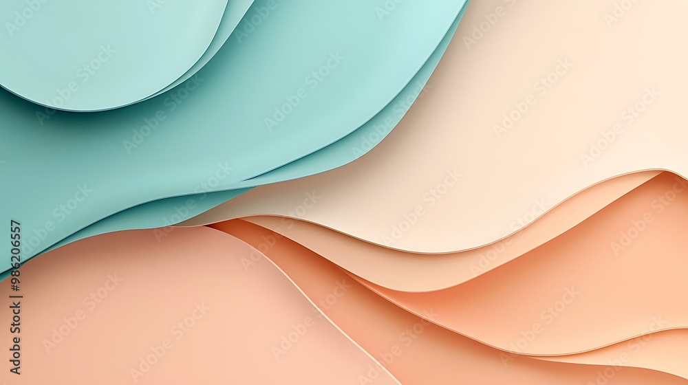 Pastel colors flow in soft waves across an abstract background, calming and harmonious.