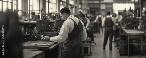  men working in an old-fashioned factory