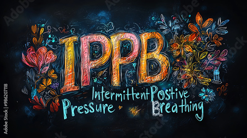 Colorful and vivid floral artwork showcasing IPPB: Intermittent Positive Pressure Breathing in an artistic, creative, and educational manner with beautiful flowers. photo