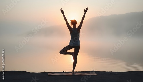 Wallpaper Mural Morning Balance: Yoga by the Lake Torontodigital.ca