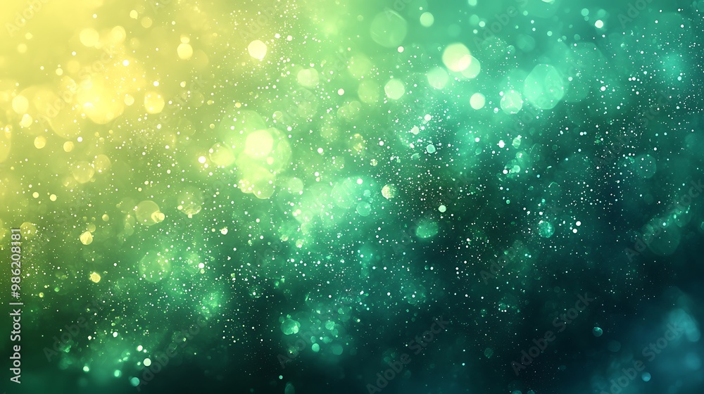 Obraz premium Soft green and yellow bokeh lights create a delicate abstract background, full of warmth and light.