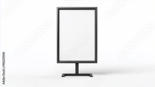 Billboard in Black Metal Frame Isolated on White Background: Versatile Advertising Space for Custom Messaging, Promotions, Branding Opportunities - Ideal for Marketing and Visual Communication Needs.