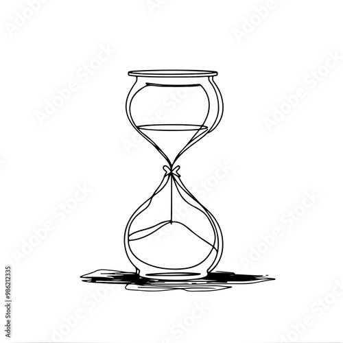 One continuous line drawing of an hourglass, symbolizing time. Perfect for minimalist, time management, or philosophical design concepts.