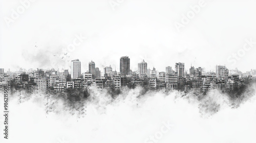 Gazipur, Bangladesh, black and white pen pencil hand-drawn effect drawing illustration for travel poster, card, wallpaper, backdrop or banner. Modern, clear, artistic and simple photo