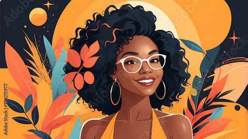 Happy black woman illustration