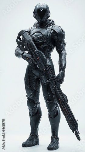 Futuristic Hero Holding Plasma Rifle in Retro Style