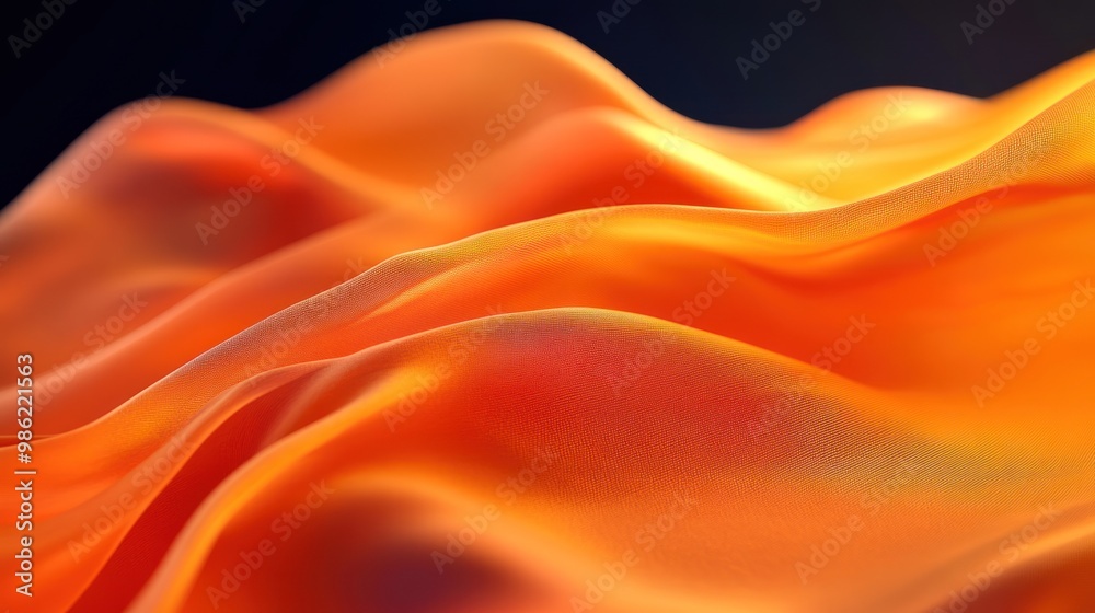 Obraz premium Abstract orange fabric with smooth, flowing waves.