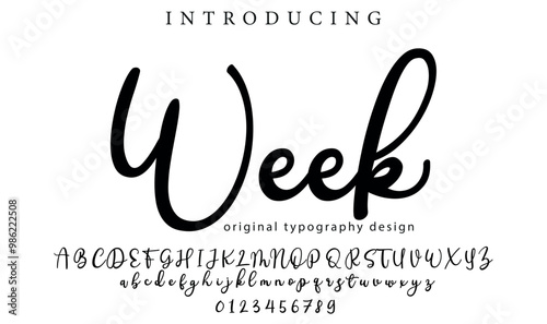 Week Font Stylish brush painted an uppercase vector letters, alphabet, typeface