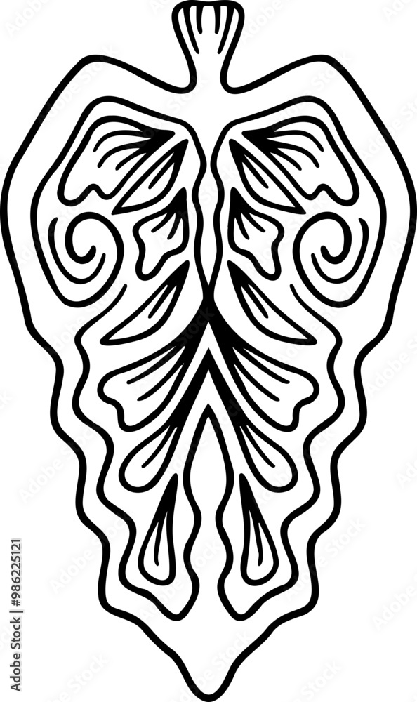 Abstract line art ornamental leaf decorative design element. Zentangle linear patterned, stylized tangle leaf. Boho hand drawn tribal illustration. Abstract line art ornamental leaf decorative design element. Zentangle linear patterned, stylized tangle leaf. Boho hand drawn tribal illustration.