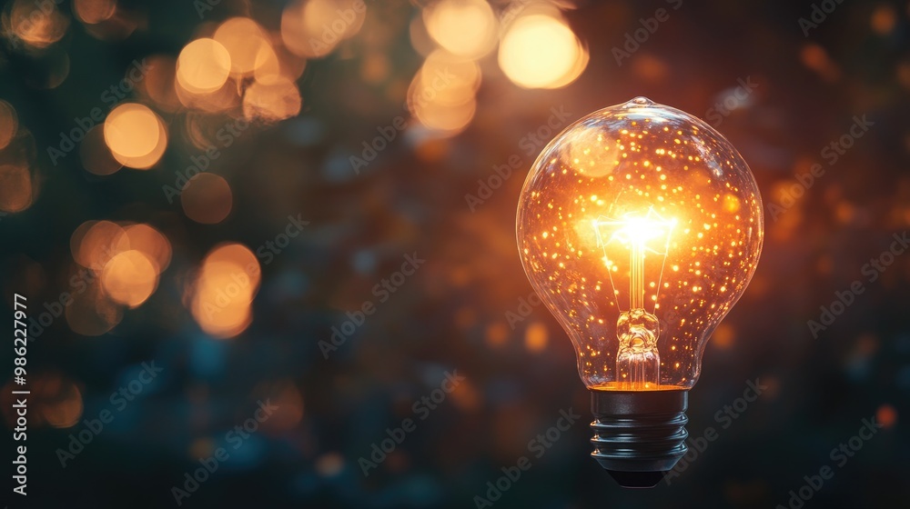 Bright lightbulb illuminating the surroundings, symbolizing the spark of new ideas and creative thinking. Bright lightbulb illuminating the surroundings, symbolizing the spark of new ideas and creative thinking.