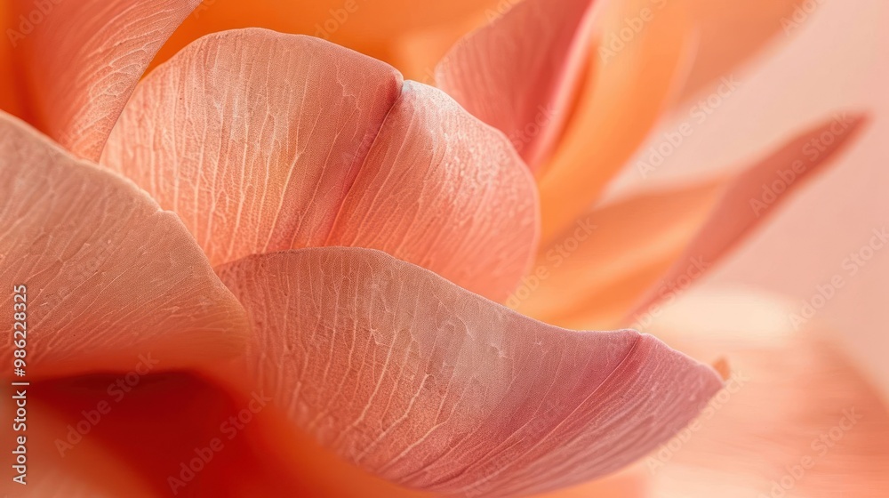 Close-up of delicate, peach-colored flower petals with soft lighting and visible texture. Close-up of delicate, peach-colored flower petals with soft lighting and visible texture.