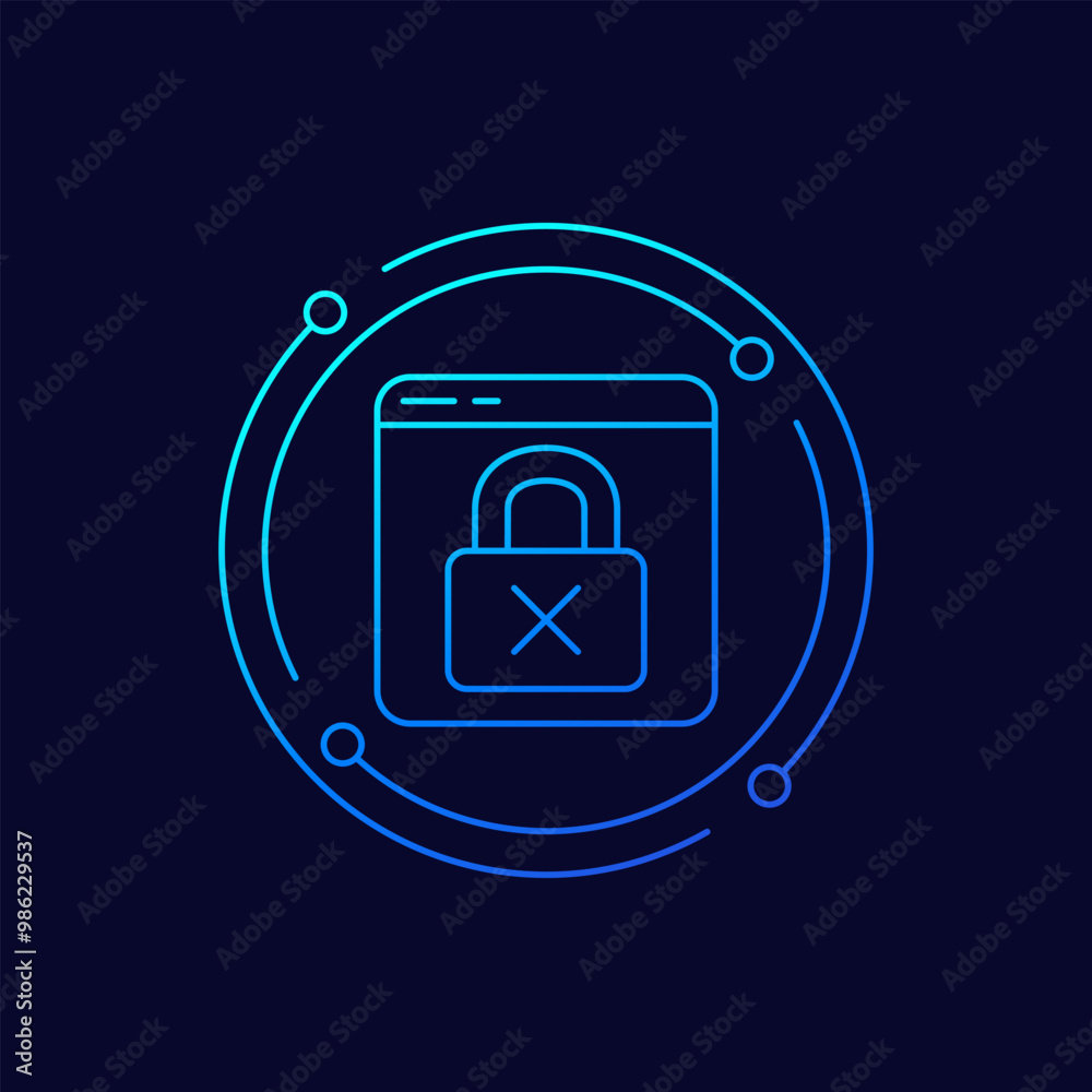 blocked website icon, web page blocking linear design blocked website icon, web page blocking linear design