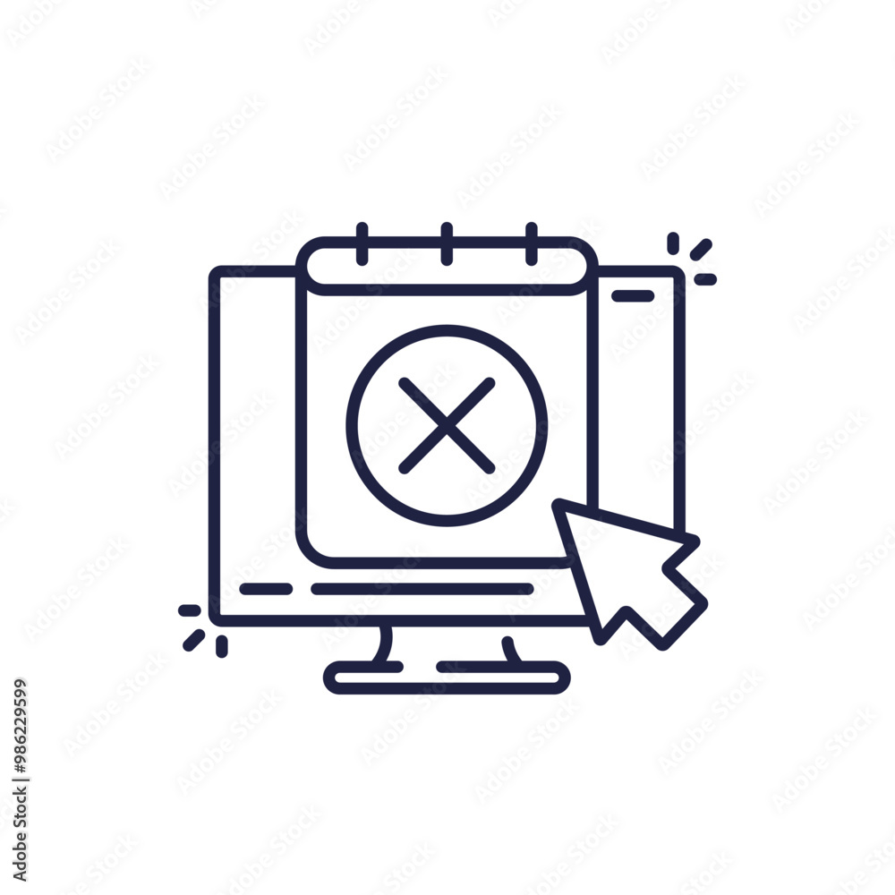 Cancel appointment icon with calendar, online booking vector Cancel appointment icon with calendar, online booking vector