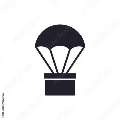 Tableau sur toile airdrop icon with parachute and box on white
