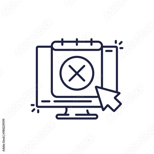 Cancel appointment icon with calendar, online booking vector