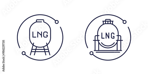 lng tank icons, industrial gas storage line vector