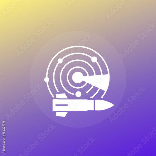 radar icon, missiles detection and air defence vector