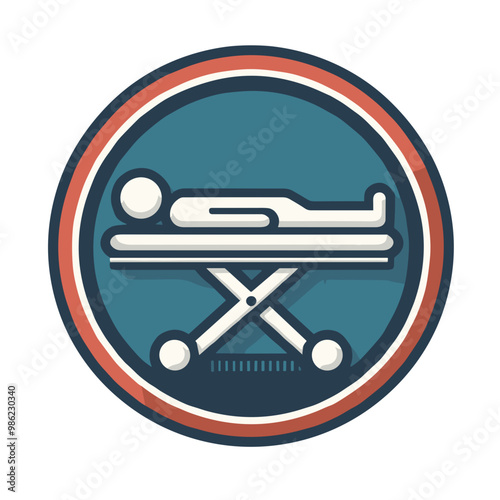 Stretcher, icon in round badge, color vector, isolated, transparent background 