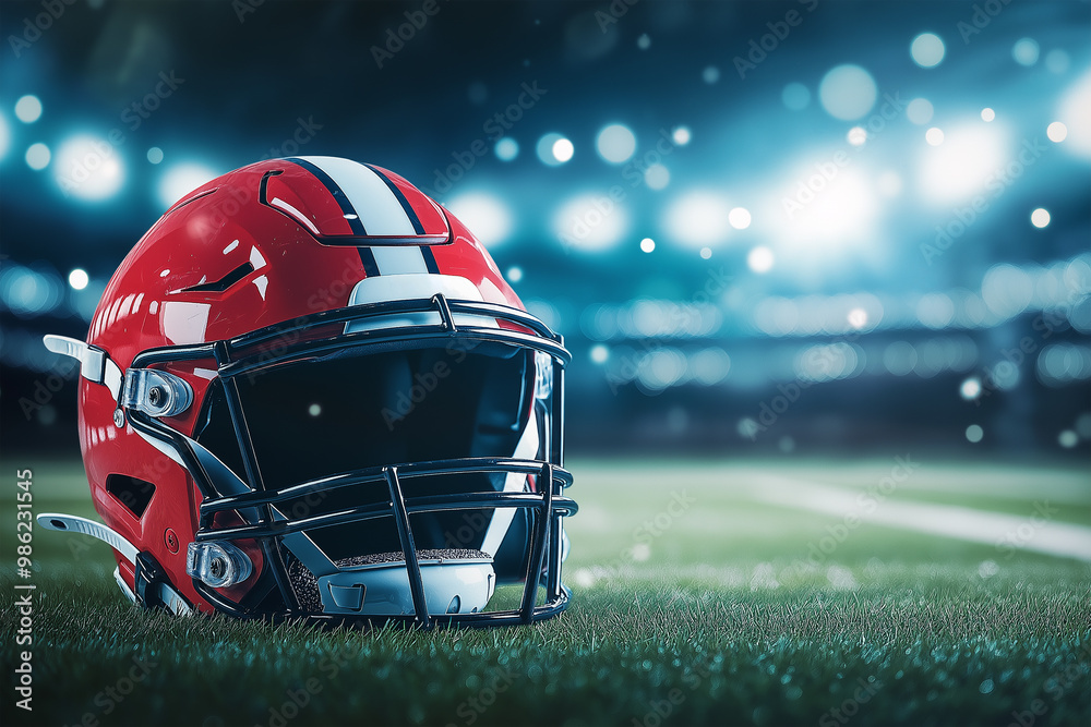 american football helmet on grass at stadium american football helmet on grass at stadium