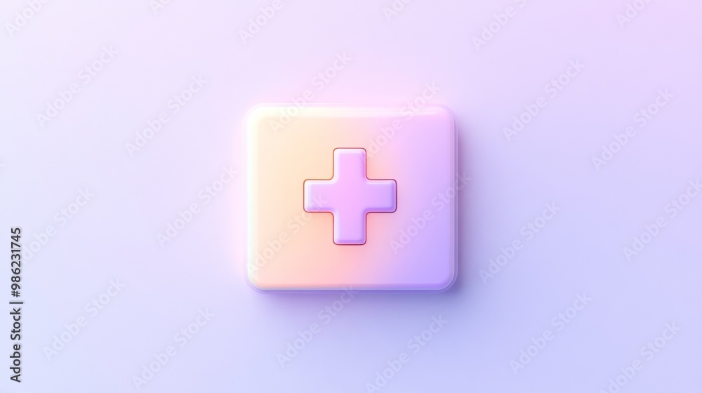 Obraz premium A pink and white medical symbol with a red cross