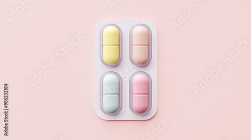 A pill box with four different colored pills