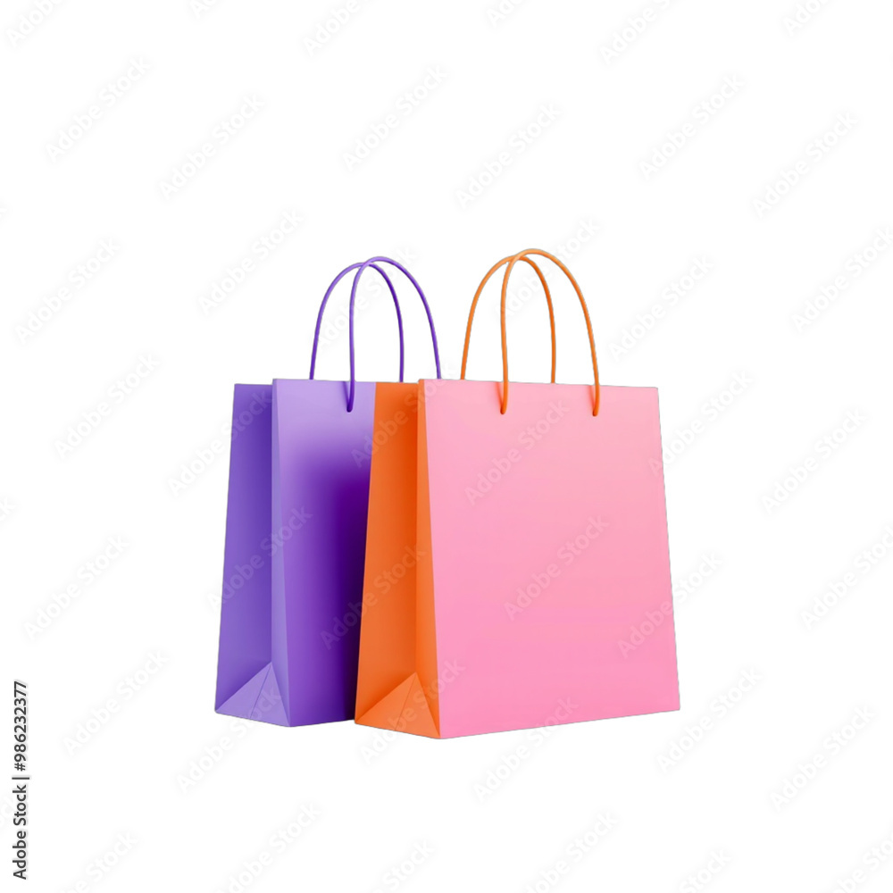 Glossy Purple and Pink Shopping Bags with Loop Handles Glossy Purple and Pink Shopping Bags with Loop Handles