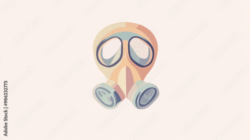 A cartoonish drawing of a gas mask with a white background A cartoonish drawing of a gas mask with a white background