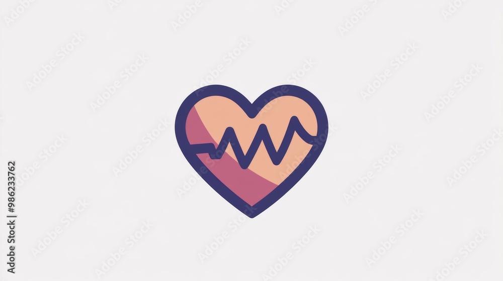 A heart with a wave on it A heart with a wave on it