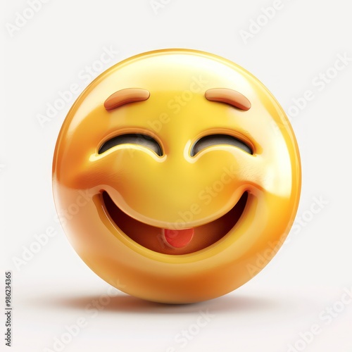 A cheerful smiley face emoticon, radiating happiness with its bright smile and joyful expression, perfect for conveying positivity in digital communication photo