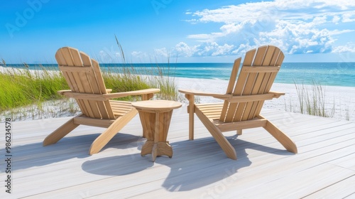 Relaxing Beach Chairs by the Ocean Shore