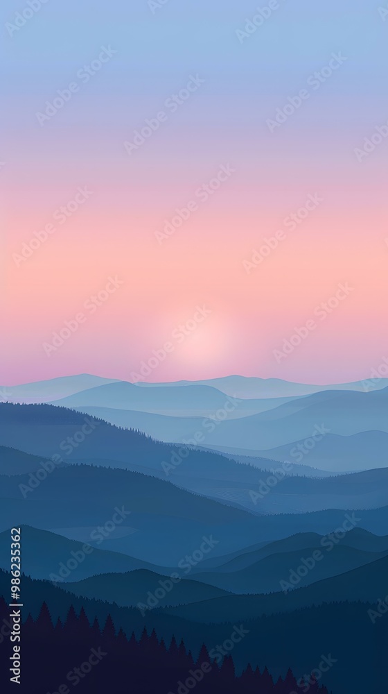 Silhouette of Mountains at Sunset Silhouette of Mountains at Sunset