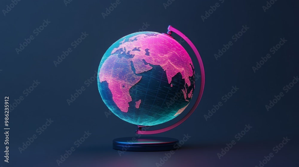 A globe with a pink and blue color scheme A globe with a pink and blue color scheme