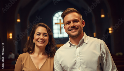 Happy couple in a church