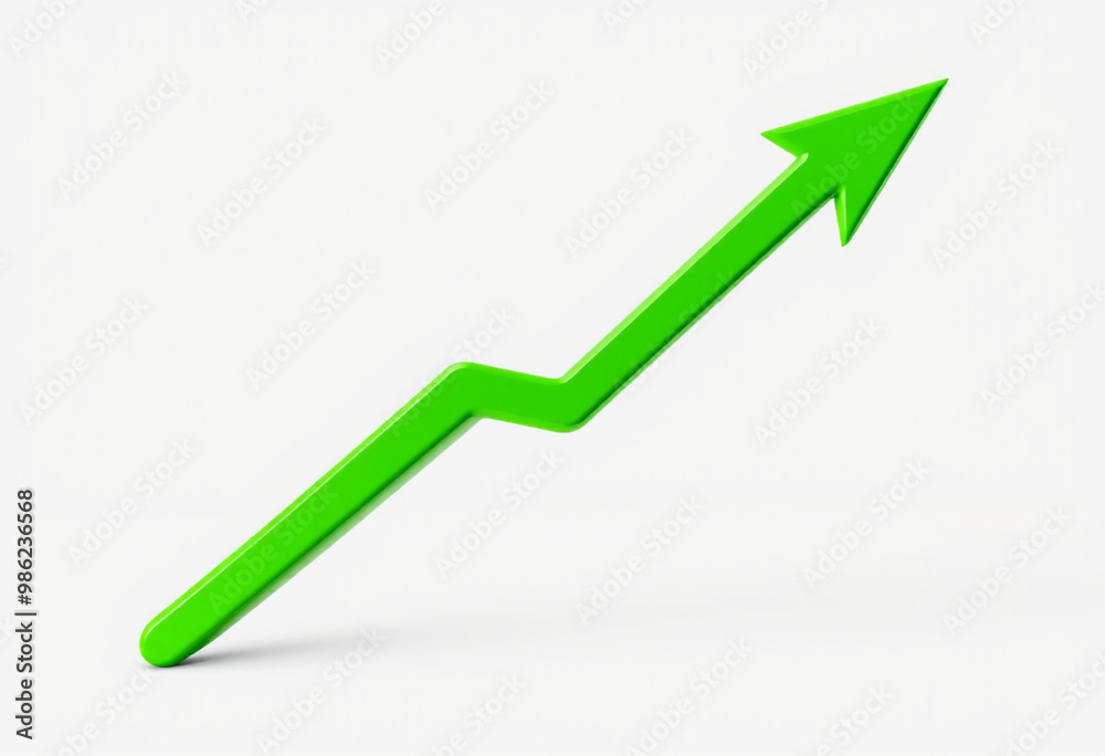 3D Green Upward Arrow - Growth and Success Representation 3D Green Upward Arrow - Growth and Success Representation