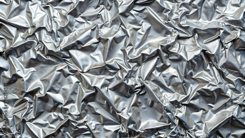 Silver foil surface with crumpled shiny texture for seamless pattern backgrounds, silver, foil, surface, crumpled, shiny