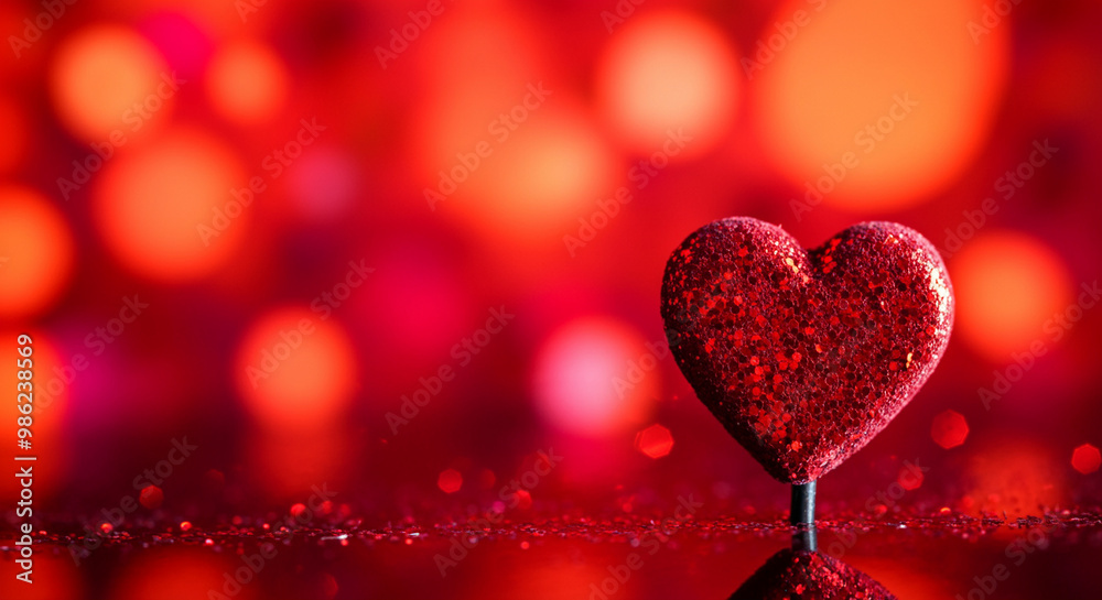 Heart symbol representing love in sparkling red background for romantic occasions Heart symbol representing love in sparkling red background for romantic occasions