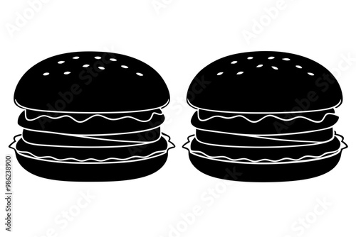 burger silhouette black icon vector