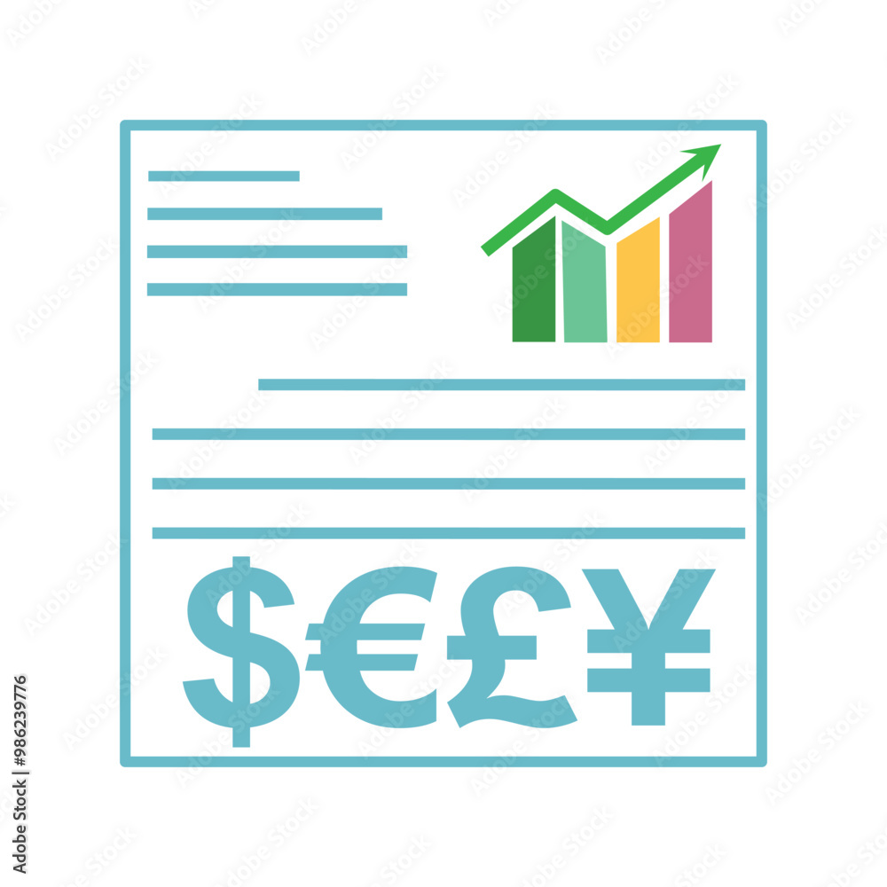 Illustration of a business document with a graph and a dollar sign. Business graph icon on background for graphic and web design. Creative illustration concept symbol Illustration of a business document with a graph and a dollar sign. Business graph icon on background for graphic and web design. Creative illustration concept symbol