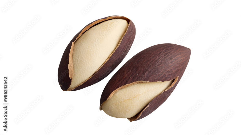 Close-up of two peeled seeds isolated on transparent background Close-up of two peeled seeds isolated on transparent background