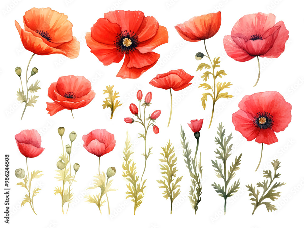 Fototapeta premium Awesome close up of a bunch of red flowers on a white background