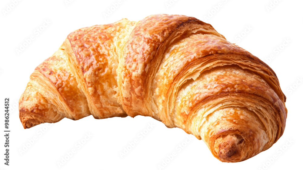 Freshly baked croissant isolated on transparent background, PNG file, crisp and golden Freshly baked croissant isolated on transparent background, PNG file, crisp and golden