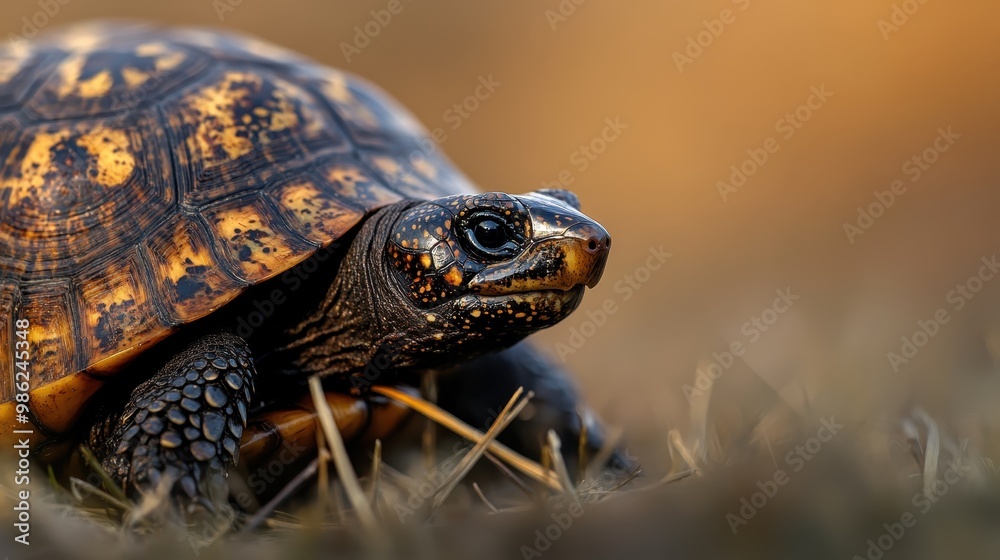 A detailed close-up of a turtle showcasing its beautifully patterned and textured shell, highlighting the natural beauty and tranquility of this ancient creature's design. A detailed close-up of a turtle showcasing its beautifully patterned and textured shell, highlighting the natural beauty and tranquility of this ancient creature's design.